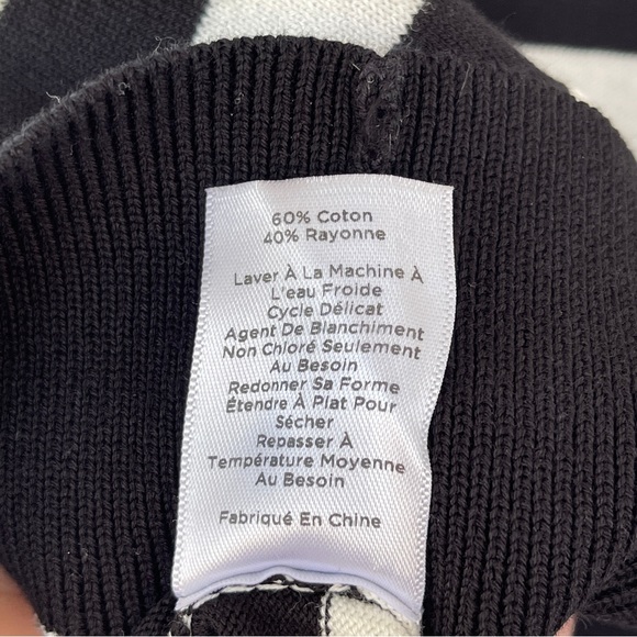 Talbots Black and White Stripe Ruffle Nautical Coastal Cardigan Size XL - Picture 7 of 7